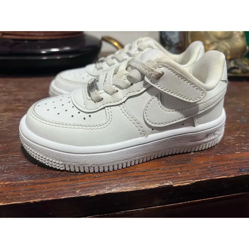 Nike Force 1 Low EasyOn Toddler Tripple White Sneakers FN0236-111 Size 9C